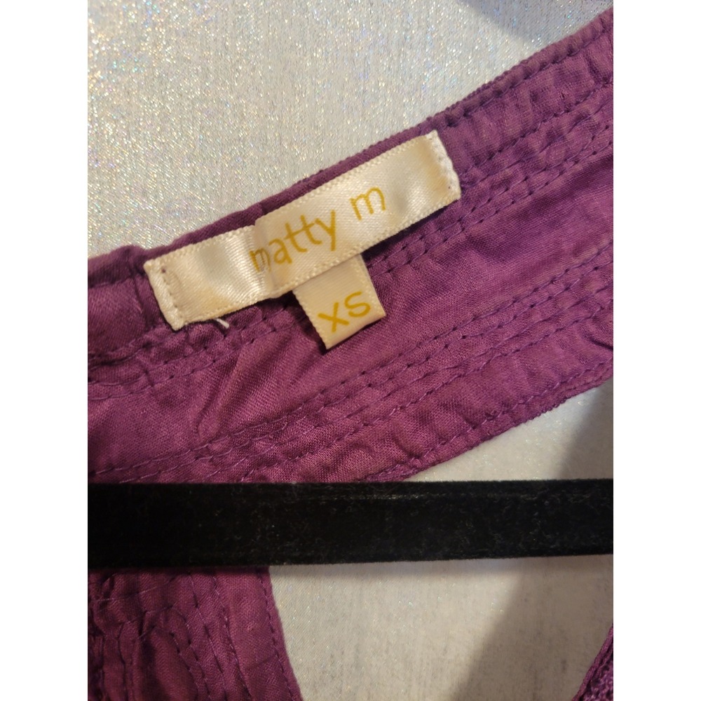 Matty M Women XS Purple Halter Beaded VNeck Racerback Blouse Dark Fairy Edgy Top - Picture 4 of 8
